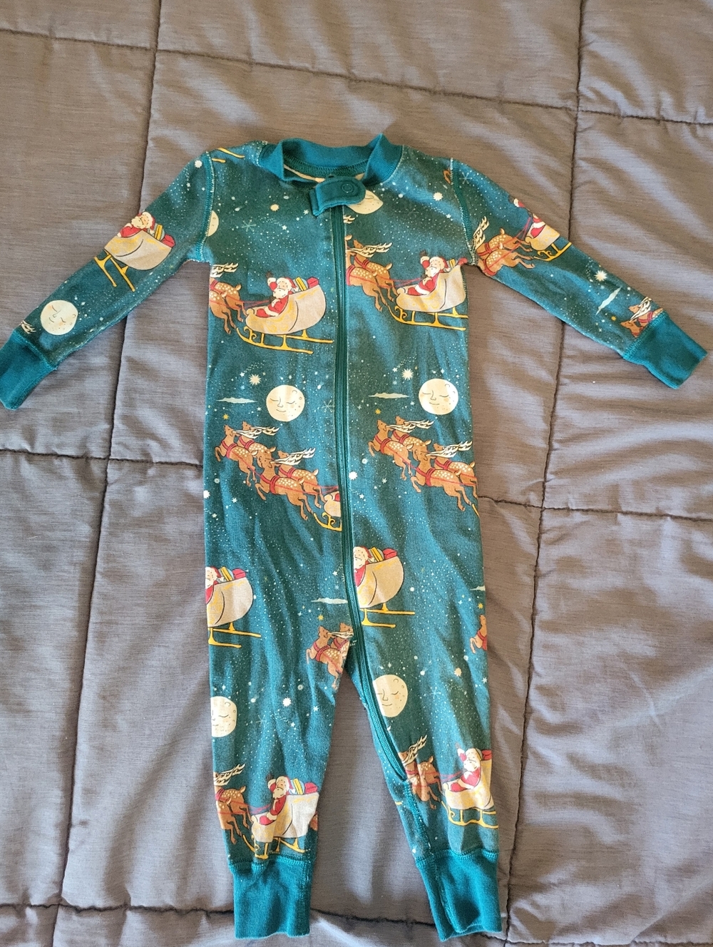 Hanna Andersson Teal Santa Christmas Pajamas